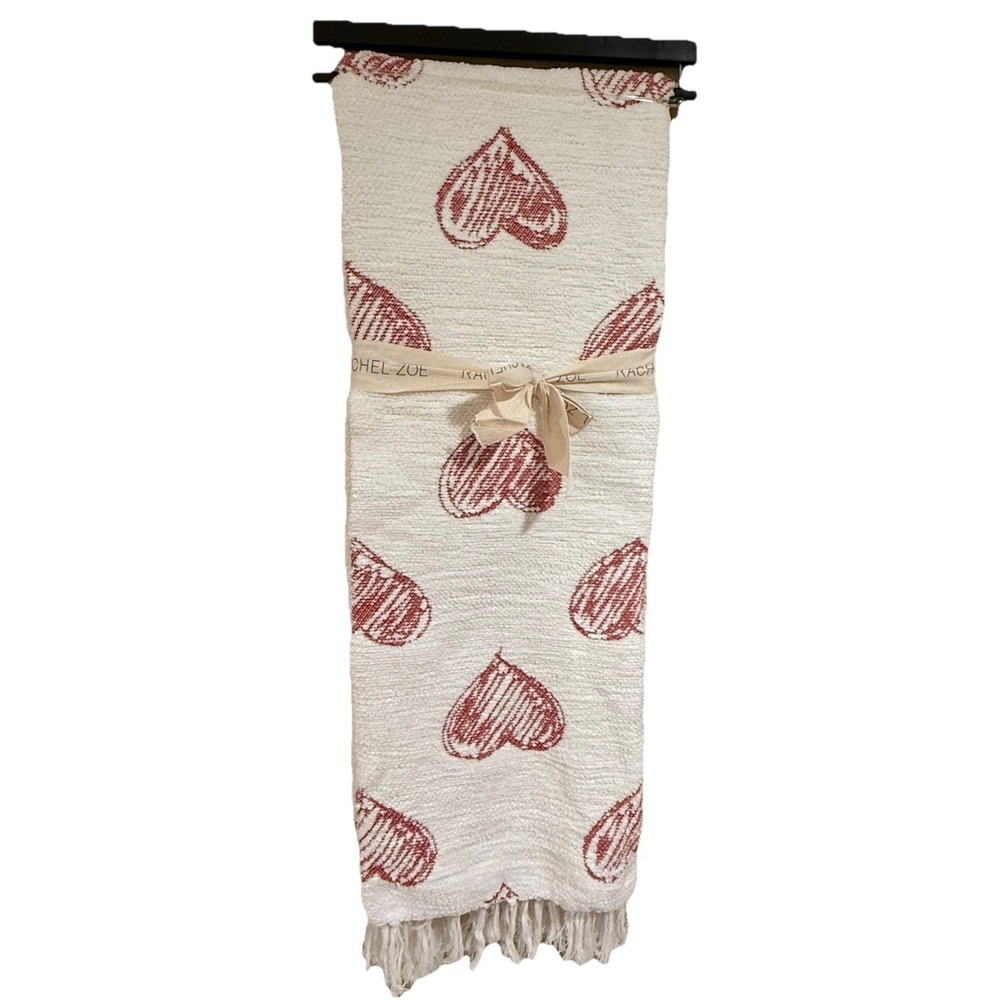 Rachel Zoe Oversized Decorative Throw 50x70" Red Hearts New